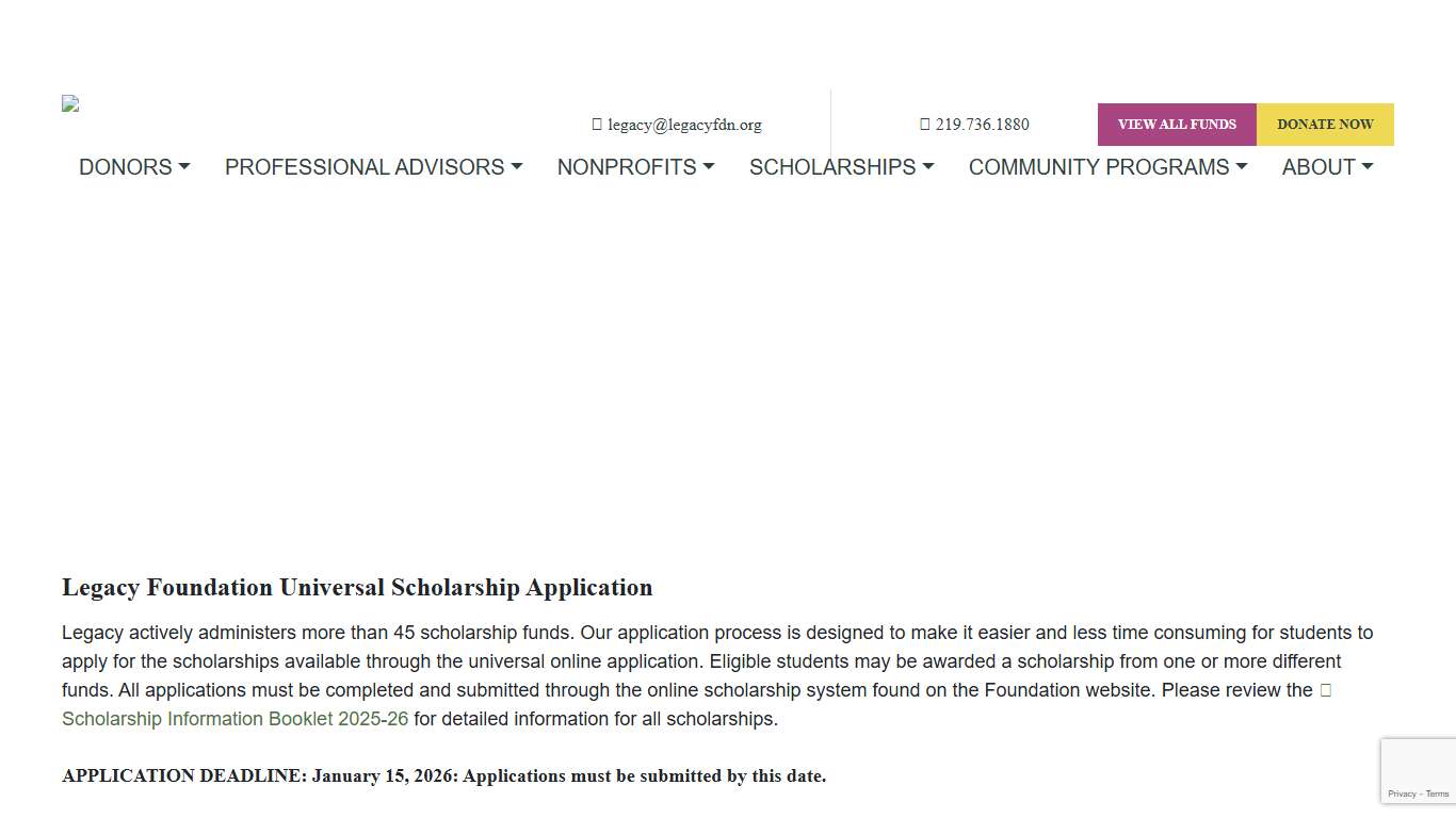 Apply for Scholarships Legacy Foundation