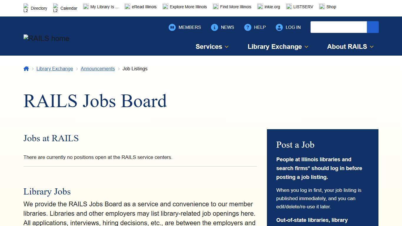 RAILS Jobs Board Reaching Across Illinois Library System